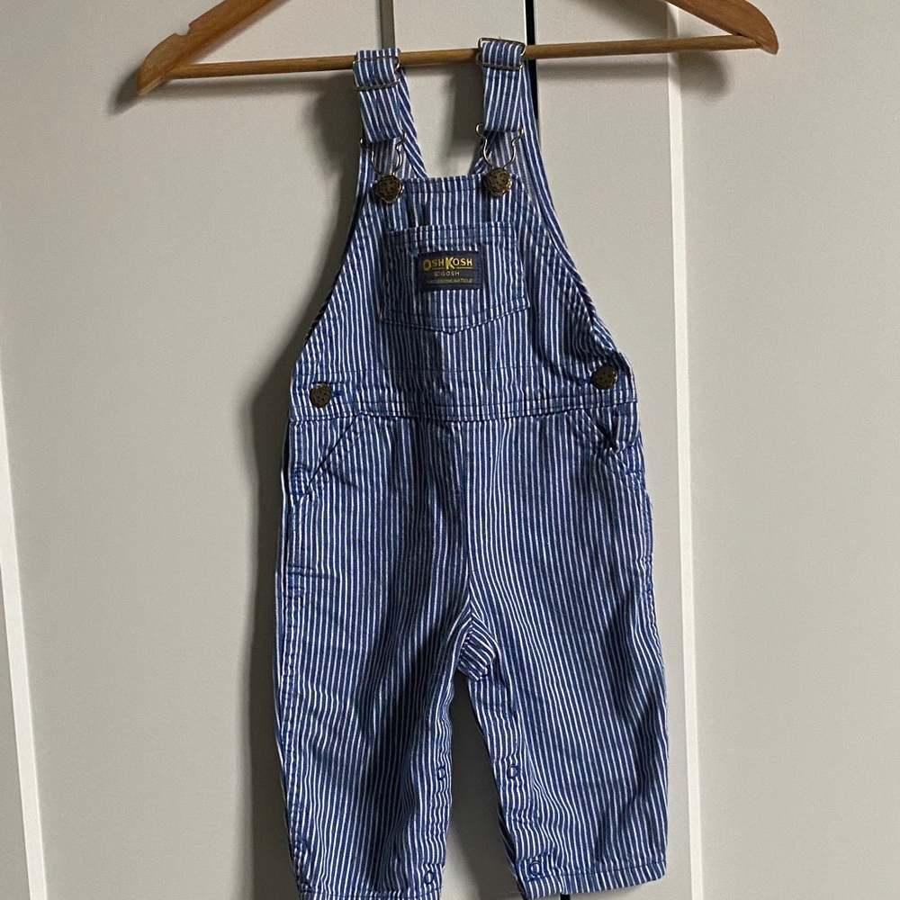 OshKosh B'gosh Kids Blue and White Striped Overalls